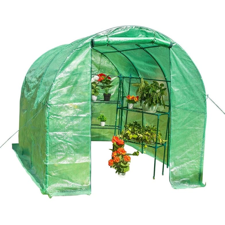 9.7 FT Long Large Gardening Walk-in Greenhouse