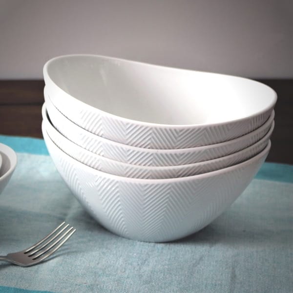 Euro Ceramica Highlands White Porcelain 3 Piece / 4 Piece Serving Bowl Set