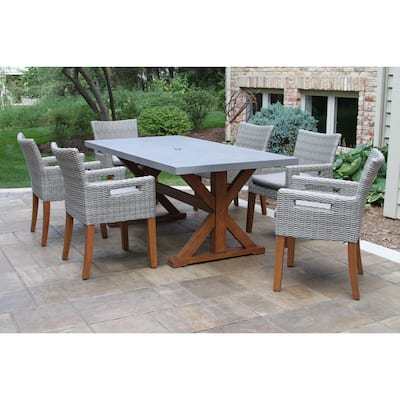 Nadine 7pc Composite and Eucalyptus Dining Set