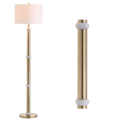 Gregory 60.5" Metal/Marble LED Floor Lamp, Brass Gold/White by JONATHAN Y - 60.5" H x 15" W x 15" D