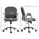 preview thumbnail 15 of 16, Teddy Fleece Home Office Chair, Upholstered Vanity Chair with Armrests, Swivel Rolling Chair with Back and Wheels