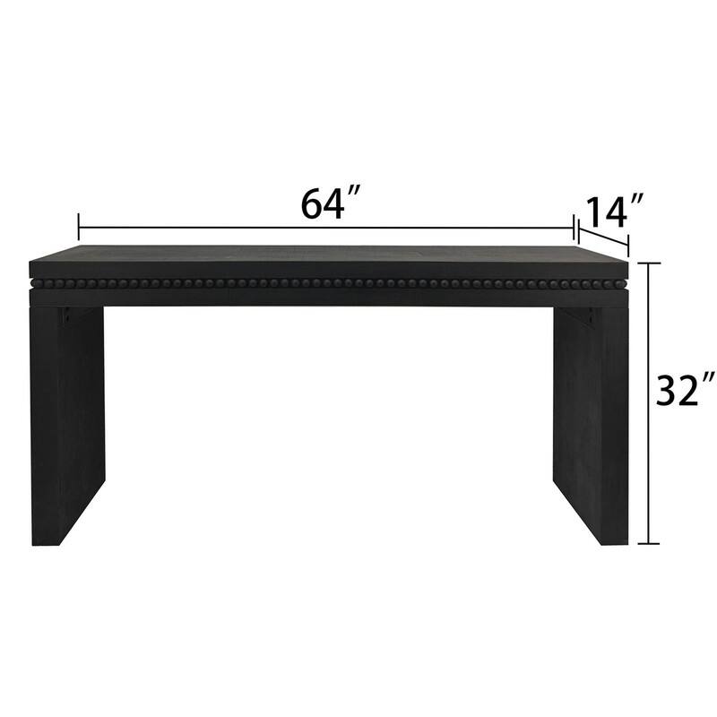 64-Inch Modern Wood Console Table with Beaded Trim - Stylish Entryway & Living Room Accent Table