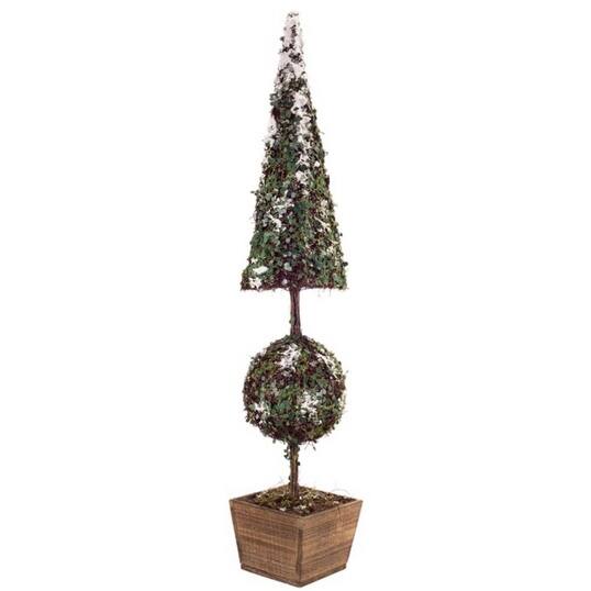 3.25' Green Potted Snow Covered Topiary Artificial Christmas Tree - 3 Foot