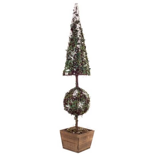 3.25' Green Potted Snow Covered Topiary Artificial Christmas Tree - 3 Foot