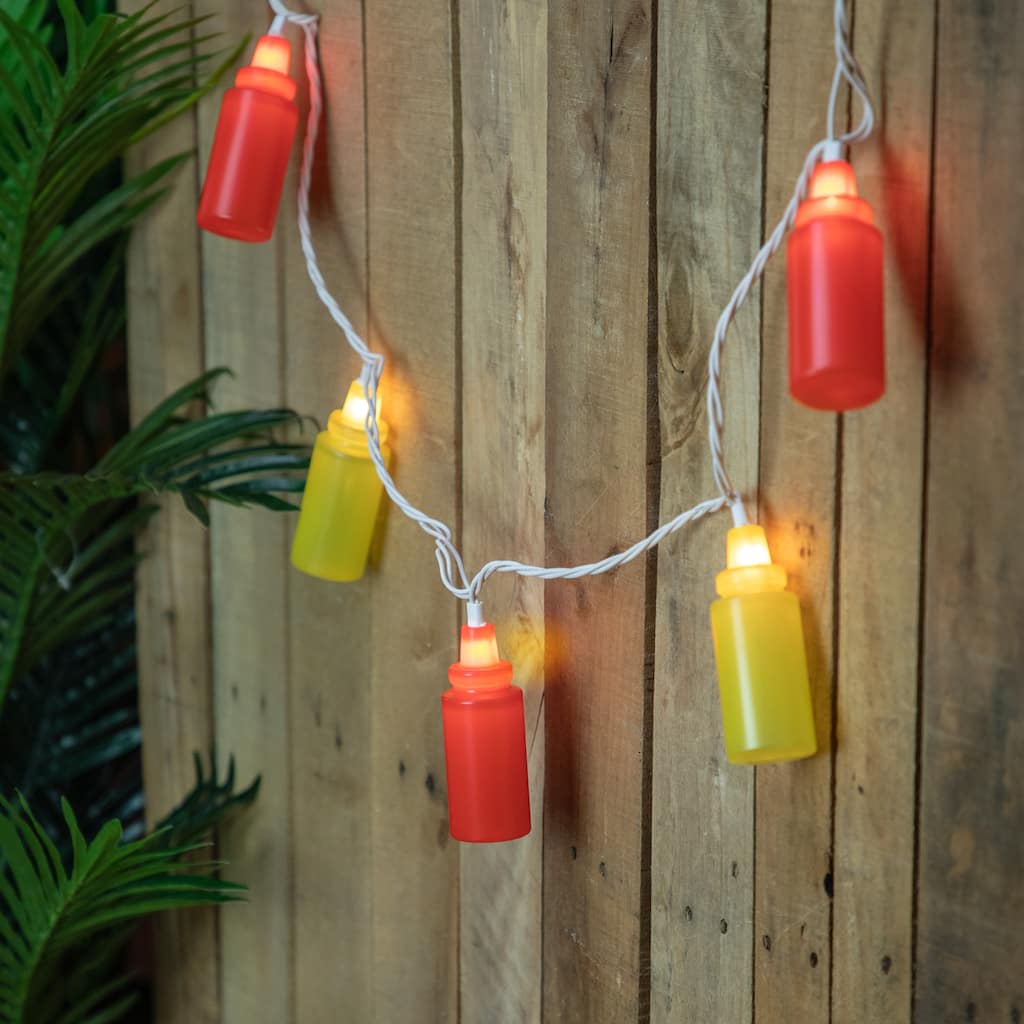 Ketchup and Mustard Squeeze Bottles Patio Light Set - 6' White Wire - 10ct - 102"