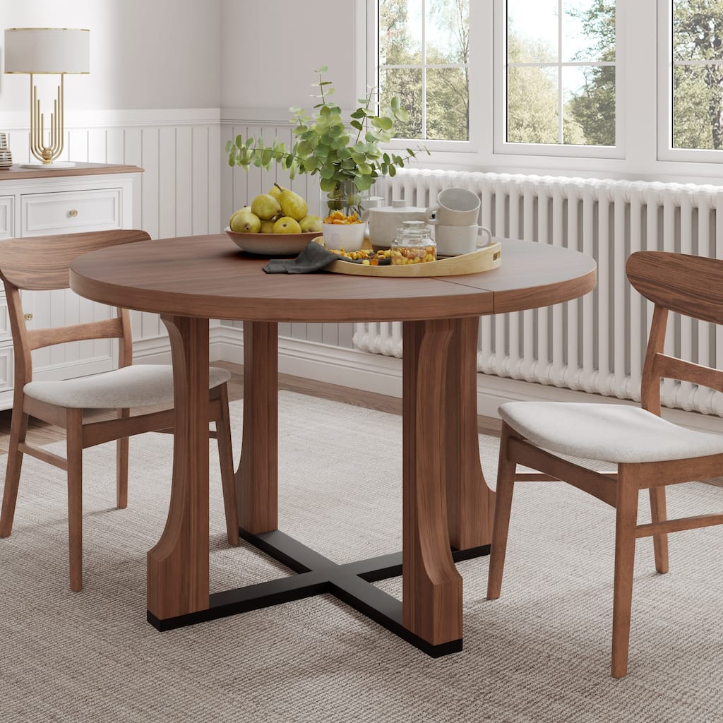 48" Round Dining Table Round Dining Table, Mid-Century Modern Dining Table for Home, Kitchen, Apartment