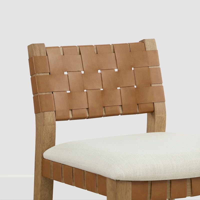 Spruce & Spring Orion Counter Bar Stool with Handwoven Double-faced PVC Backrest