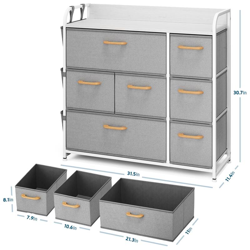 Nestl Dresser Organizer with Drawers - Fabric Furniture Storage for Bedroom, Office, & Playroom with Handles & Textured Wood Top