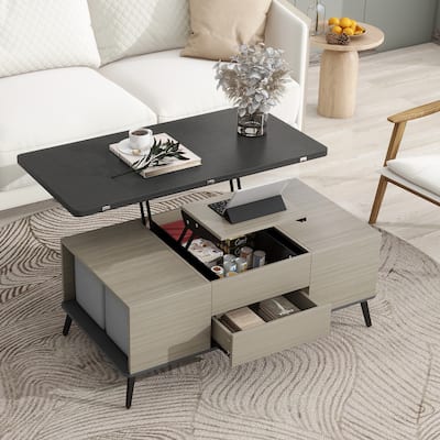 5 Pieces Lift Top Coffee Table Set with Ottomans