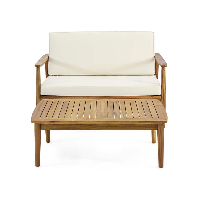Willowbrook Outdoor Acacia Loveseat and Coffee Table by Christopher Knight Home