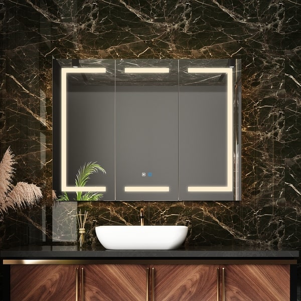 Lighted Medicine Cabinet with Mirror 35.4/47.2 Inch Bathroom Cabinet