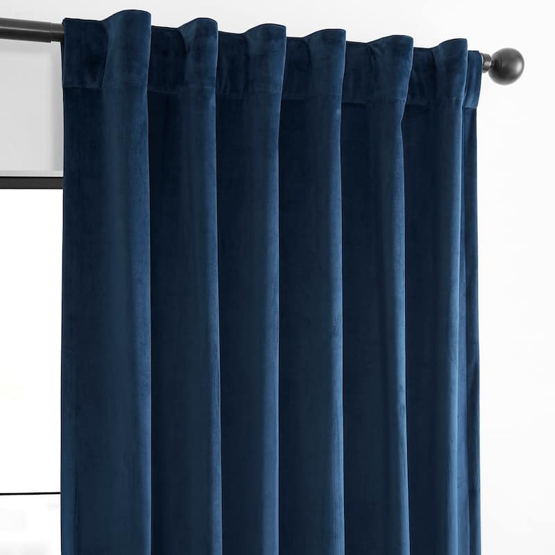 Exclusive Fabrics Basic Deluxe Velvet Room Darkening Curtain Pair - 2 Panels Window Curtains