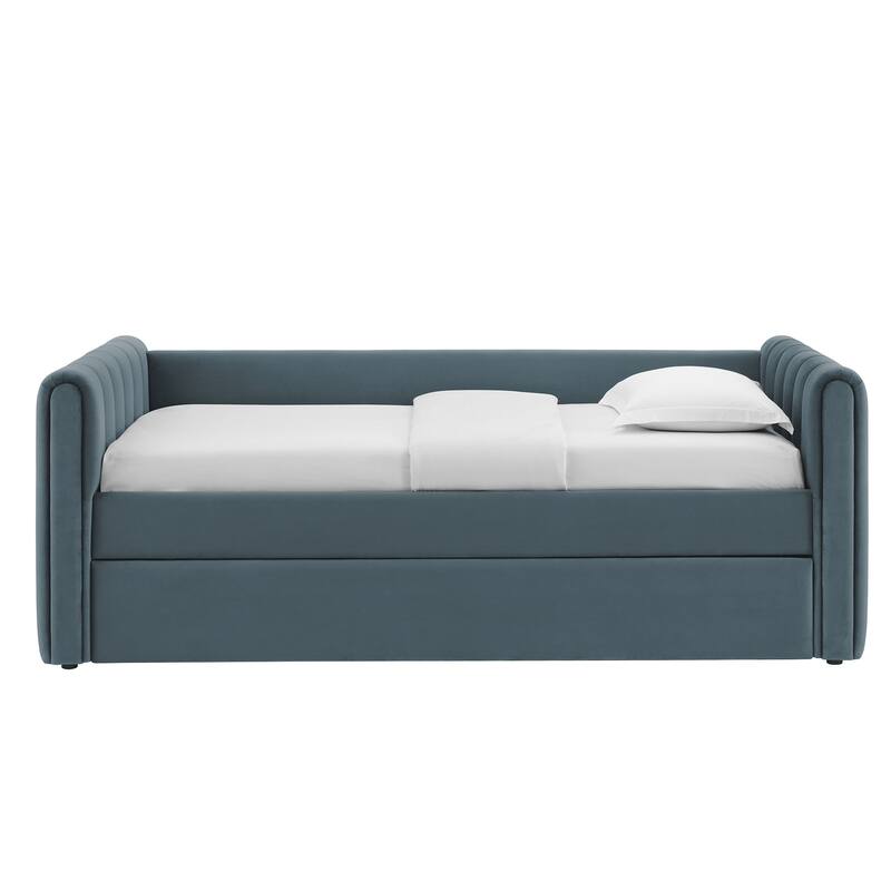 Veyla Channel Tufted Performance Velvet Twin Daybed With Trundle