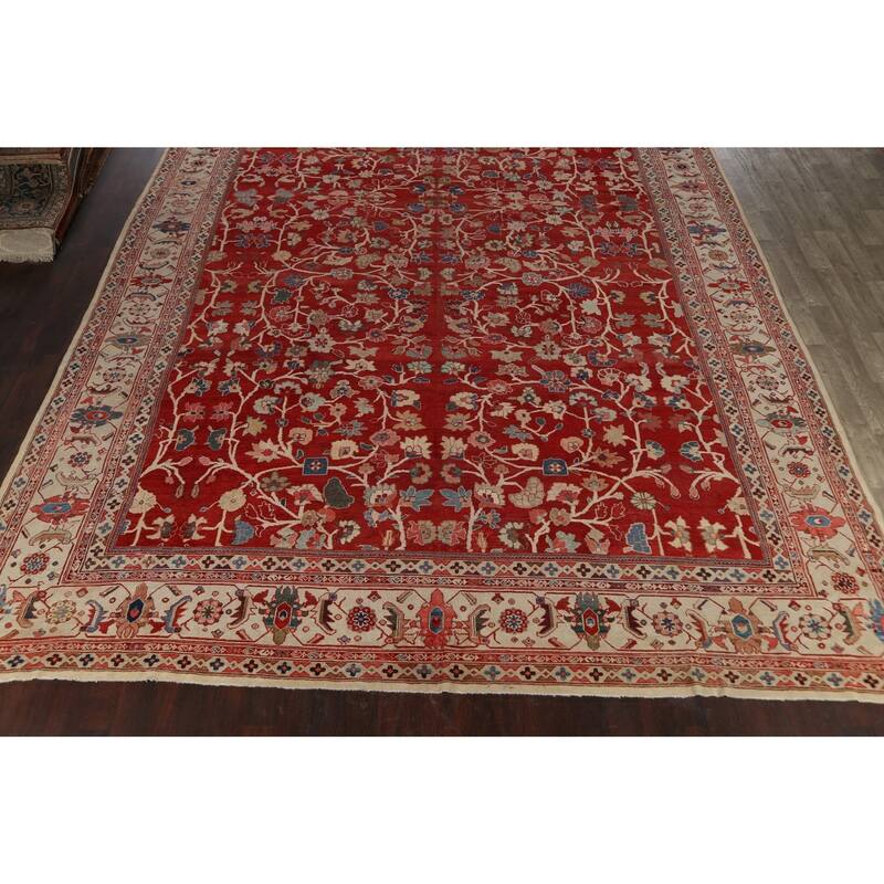 Pre-1900 Vegetable Dye Sultanabad Ziegler Persian Area Rug Handmade - 13'6" x 23'6"