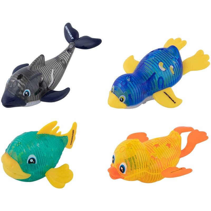 Set of 4 Water Activated Light-Up Sea Animals Swimming Pool Dive Toys