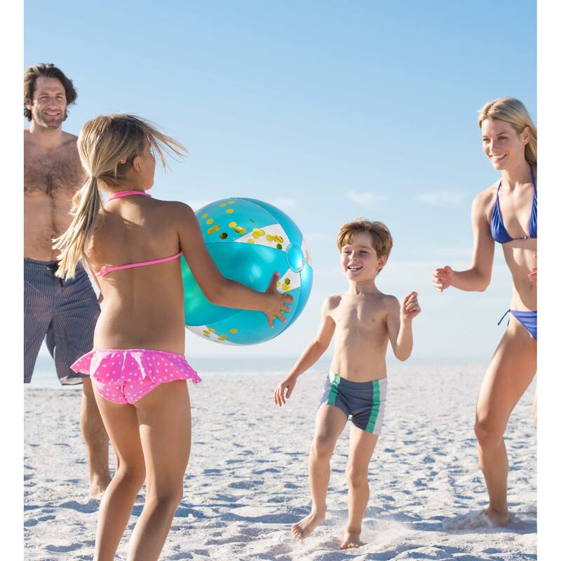POZA Heavy Duty Inflatable Beach Ball Set of 2 - Blue Gold, 16 Inches - 16 inches