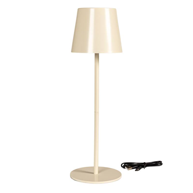 Metal LED Rechargeable Table Lamp with Touch Sensor, White - 4.3"L x 4.3"W x 14.5"H