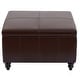 preview thumbnail 44 of 52, Leather Square Storage Ottoman for Living Room, Brown/ Black 30"W x 30"D x 18.1"H