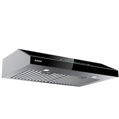 iKTCH 30-in Ducted Black Undercabinet Range Hood