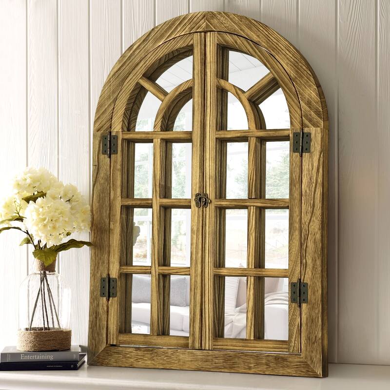 Farmhouse Windowpane Arched Wall Mirror