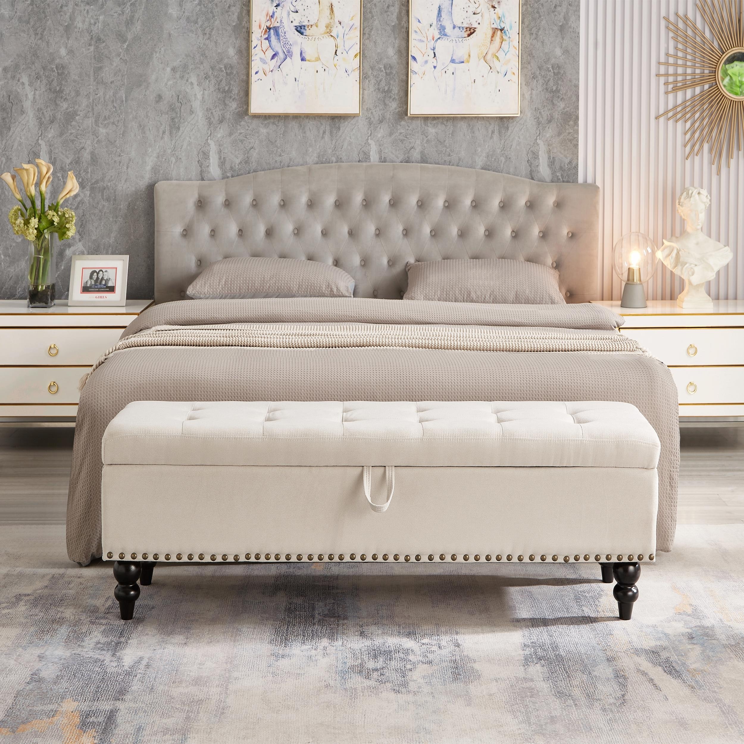 59" Bed Bench with Storage