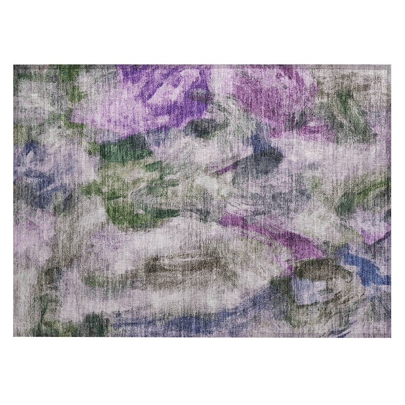 Machine Washable Indoor/Outdoor Modern Brushstrokes Chantille Rug