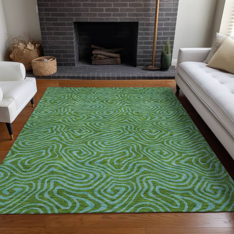 Machine Washable Indoor/ Outdoor Modern Trance Chantille Rug