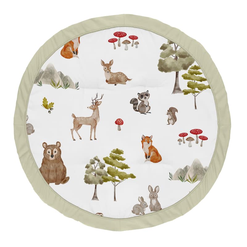 Sweet Jojo Designs Woodland Forest Animals Boy Girl Gender Neutral Unisex Baby Tummy Time Playmat Friends Bear Fox Watercolor