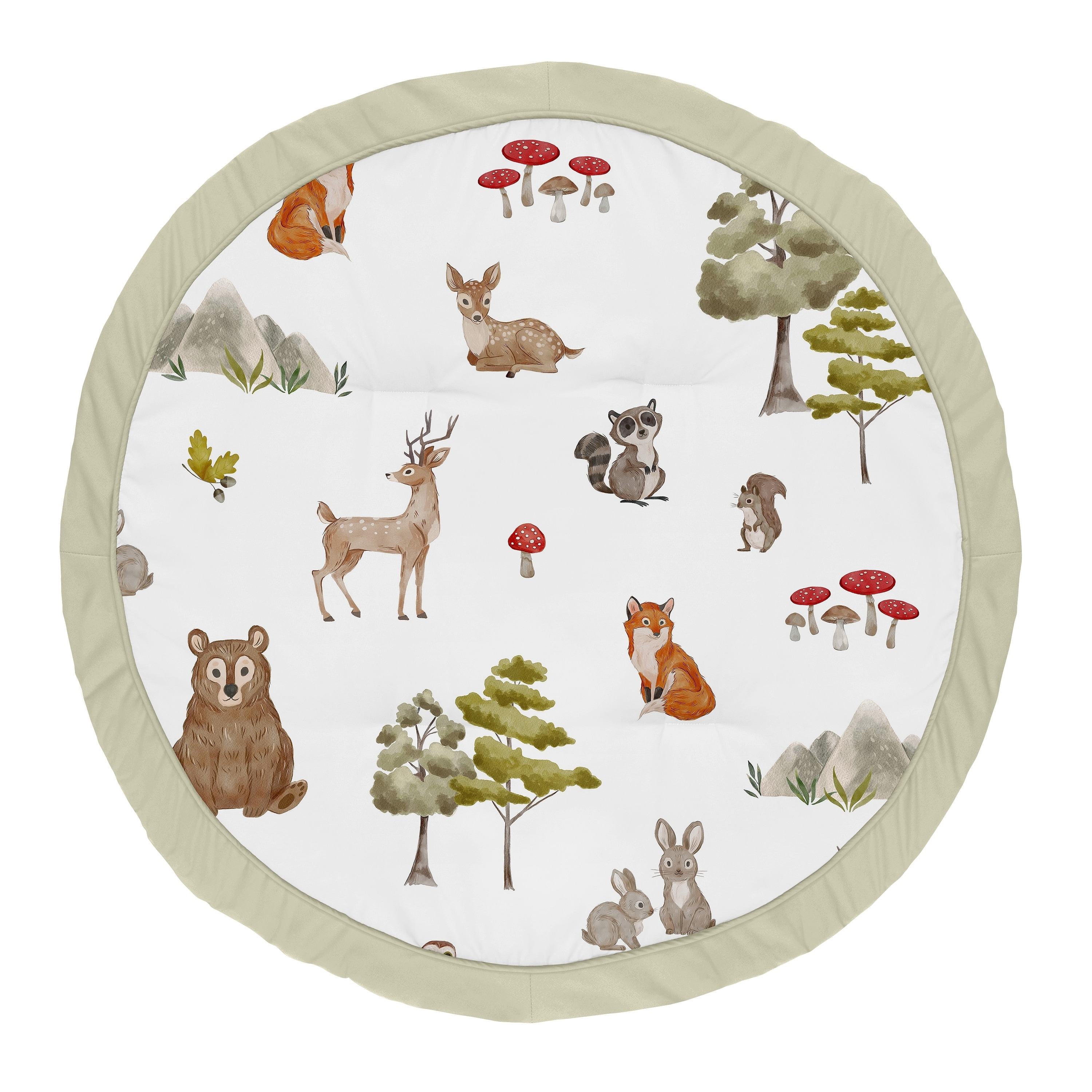 Sweet Jojo Designs Woodland Forest Animals Boy Girl Gender Neutral Unisex Baby Tummy Time Playmat Friends Bear Fox Watercolor