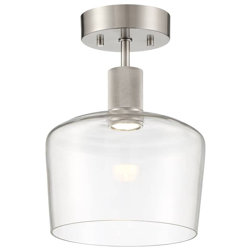 Port Nine Chardonnay LED Semi-Flush Light - Dedicated LED - Brushed Steel/Clear Glass