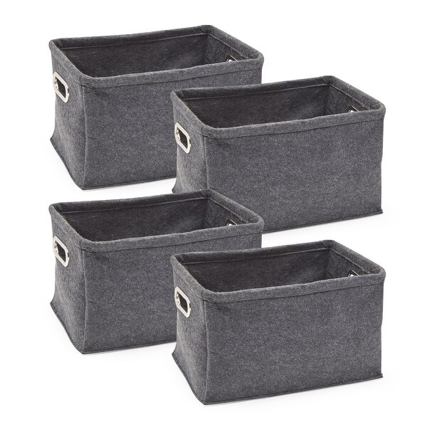 Collapsible Felt Storage Baskets 4 Pack Foldable Organizer Bin with Handles 13.9 x 9.8 x 8.2 In Grey Bed Bath Beyond 35911822