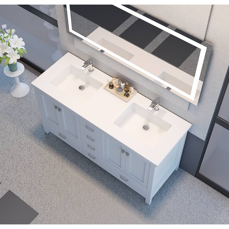 Serenity Solid-Surface Bathroom Vanity Top with Sink