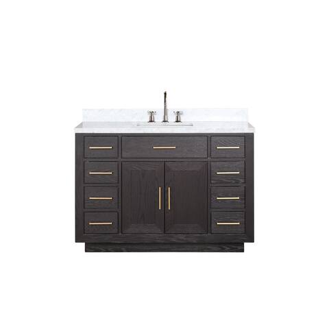 Lexora Abbey Bath Vanity, Carrara Marble Top, and Faucet Set