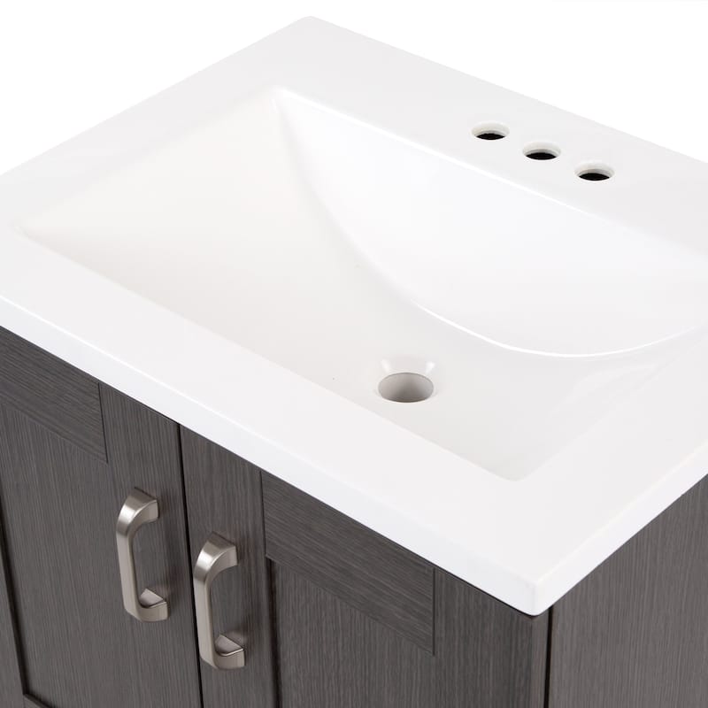 Spring Mill Cabinets Noelani 24" Bathroom Vanity With 2-Door Cabinet, Drawer, and White Sink Top