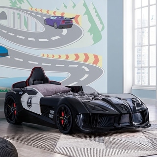 La Vetta Modern Twin Plastic Police Cruiser Kid Platform Bed with LED Lights and Handheld Remote by Furniture of America