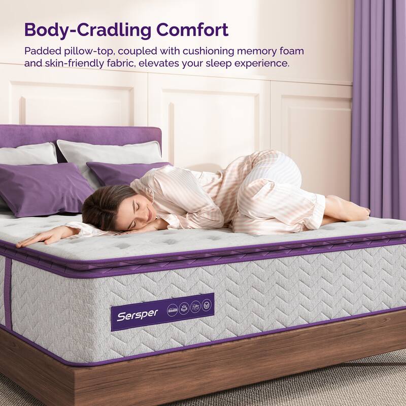 Sersper 8-inch Medium Memory Foam and Innerspring Hybrid Mattress,Pillow Top Mattress