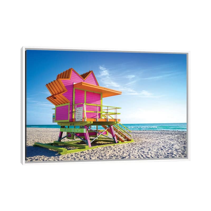 iCanvas "Pink Morning, Miami Beach Florida" by Susanne Kremer Framed Canvas Print - White - 18x26