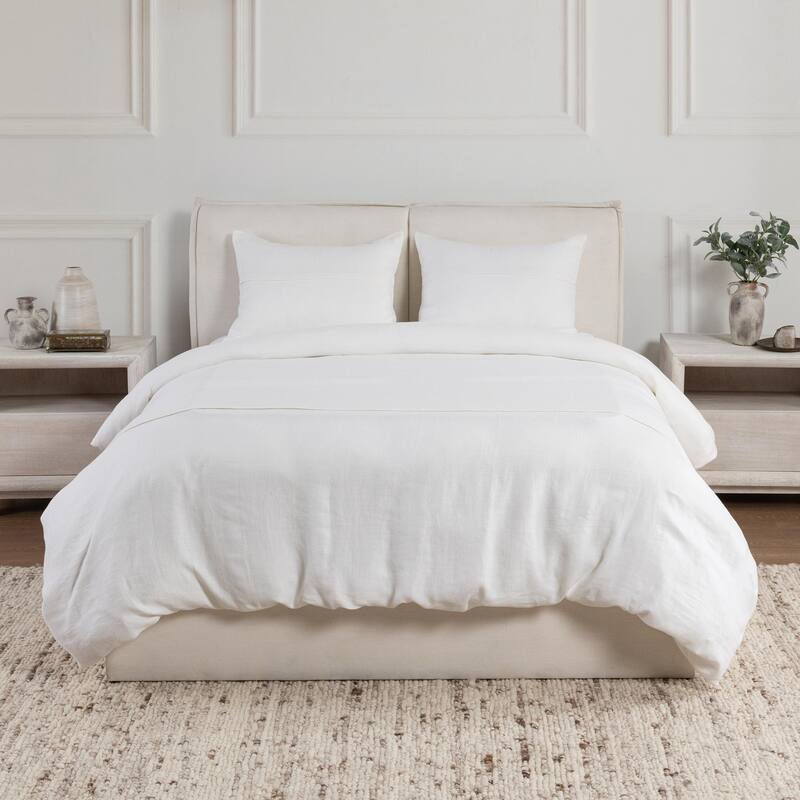 Villa by Classic Home Beaumont 3-Piece Belgian Flax Linen Duvet Set - King - White