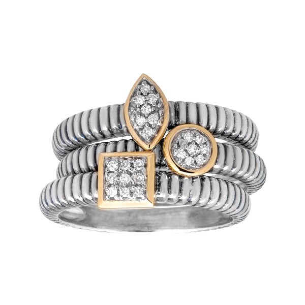 1/8 ct Diamond Stackable Rings in Sterling Silver and 14K Gold
