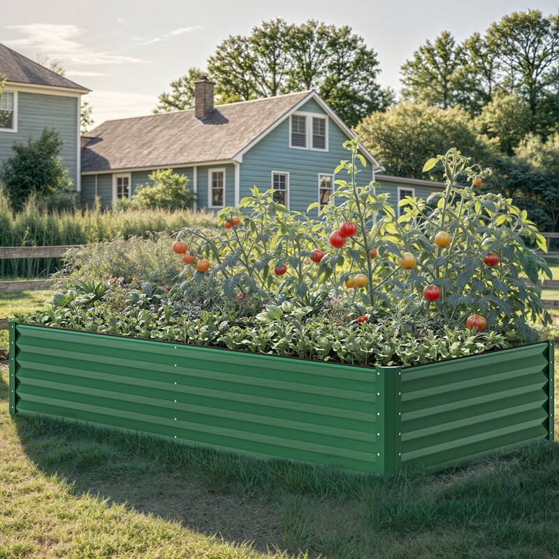 Moasis Outdoor Metal Raised Garden Bed with Gloves
