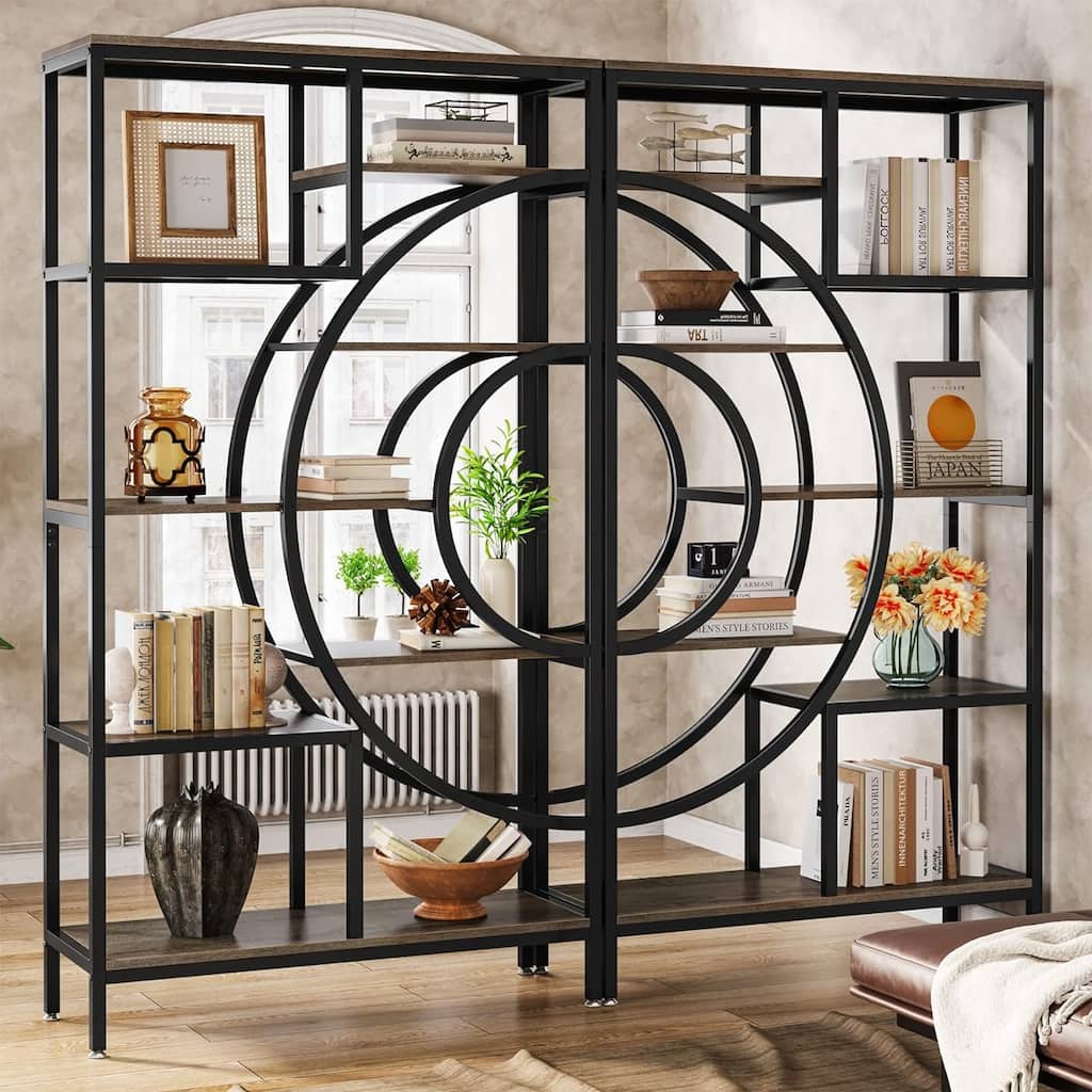 71 inches Geometric Bookcase, 8 Tiers Tall Bookshelves for Home Office