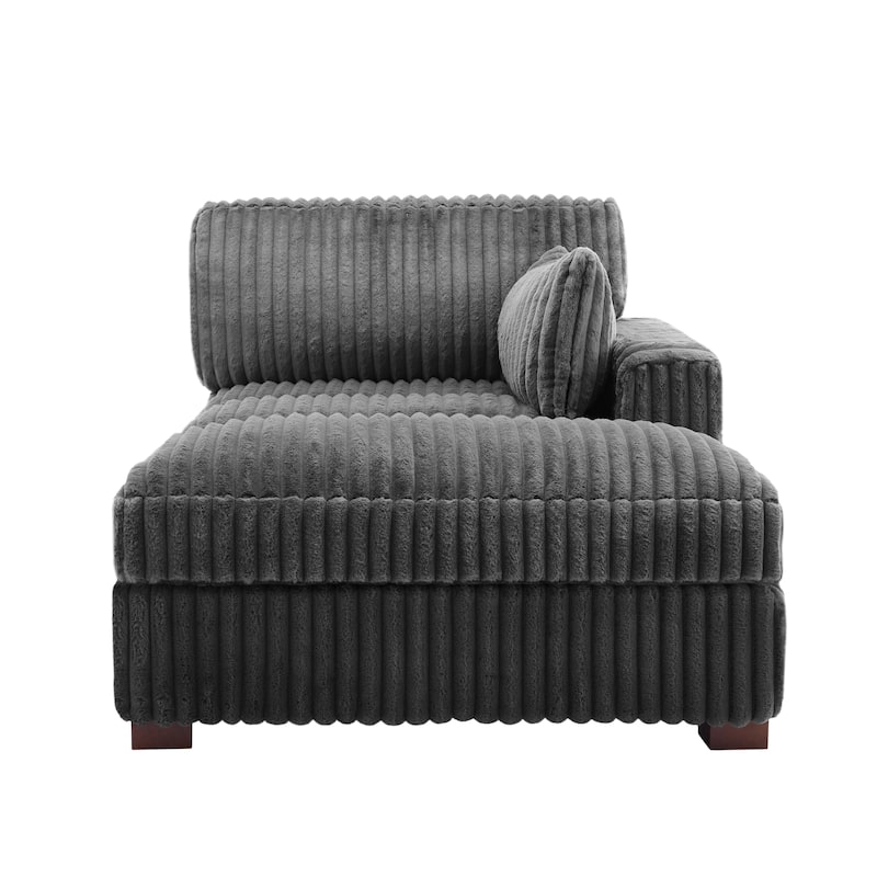 41" W Plush Corduroy Chaise Lounge with Pillows