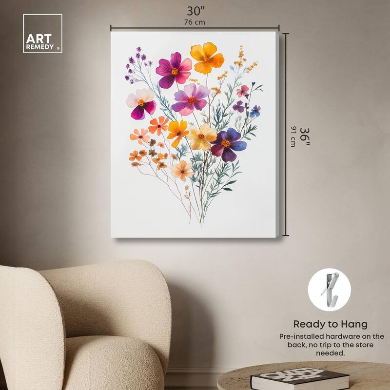 Watercolor Wildflower Canvas by Art Remedy, Gallery Wrapped