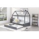 preview thumbnail 4 of 7, Pine Wood+MDF+Upholstery Easy Assembly 2 Beds in 1 Twin Size House Platform Bed with Trundle.
