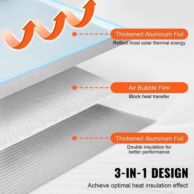 Double Reflective Insulation Roll, Air Bubble Film Radiant Barrier, 3.2 mm 48 in x 10 ft, Double-Sided Aluminum Foil