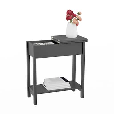 Hastings Home Flip Top End Table with Storage - 22.75” x 11” x 24”