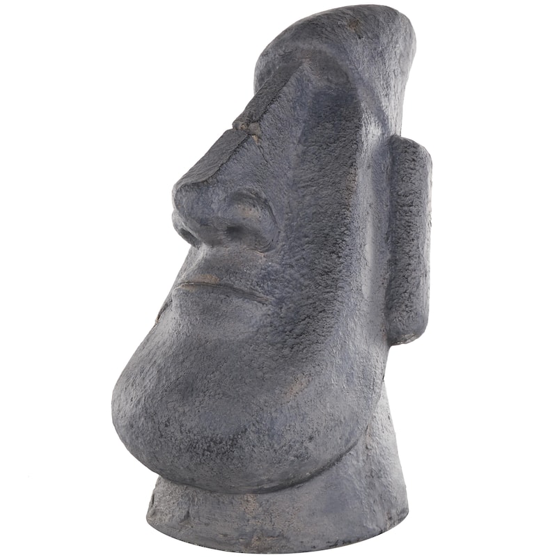 Magnesium Oxide People Distressed Textured Easter Island Head Indoor Outdoor Planter - Black - Roche River Decor - Black