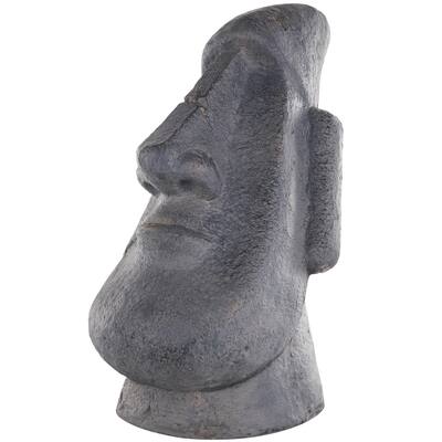 Magnesium Oxide People Distressed Textured Easter Island Head Indoor Outdoor Planter - Black - Roche River Decor