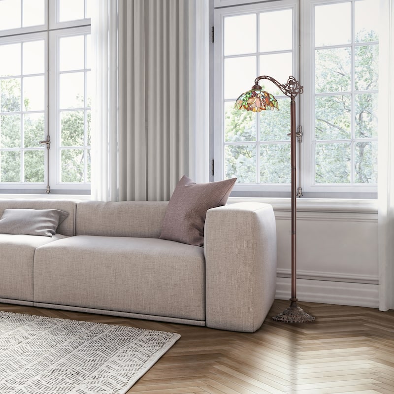 Victoria River of Goods Multicolor Tiffany Style Stained Glass Dome Shade 60-Inch Floor Lamp - 19" x 11.25" x 60"