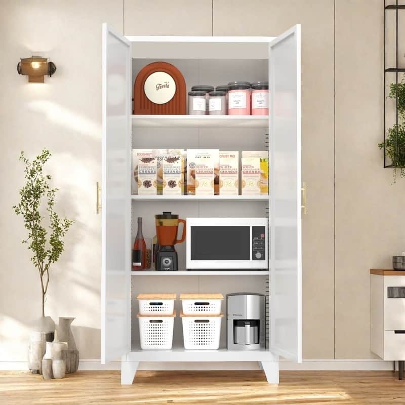 2 Shapely Doors Buffet Sideboard Accent Cabinet, Storage Cabinet with Doors and Adjustable Shelves